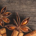 Anice star and cinnamon. Space for text