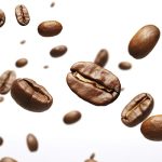 coffee-bean-flying-on-white-background-3d-illustration-generative-ai-Top